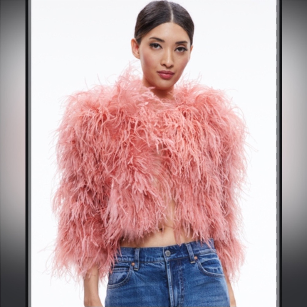Alice and Olivia Kidman feather jacket